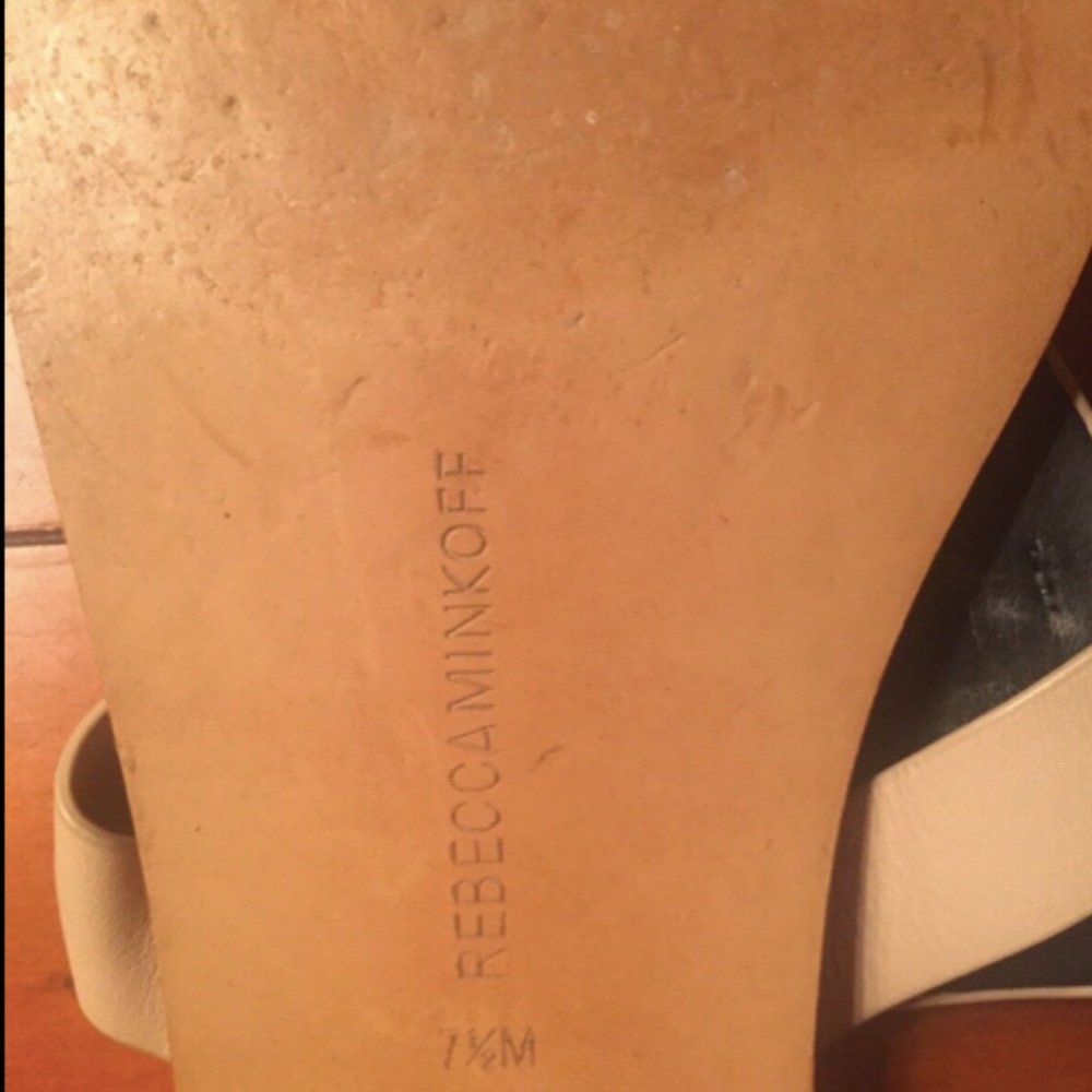 Rebecca Minkoff Sheena T-strap Beige O-Ring Slides - Picture 8 of 8